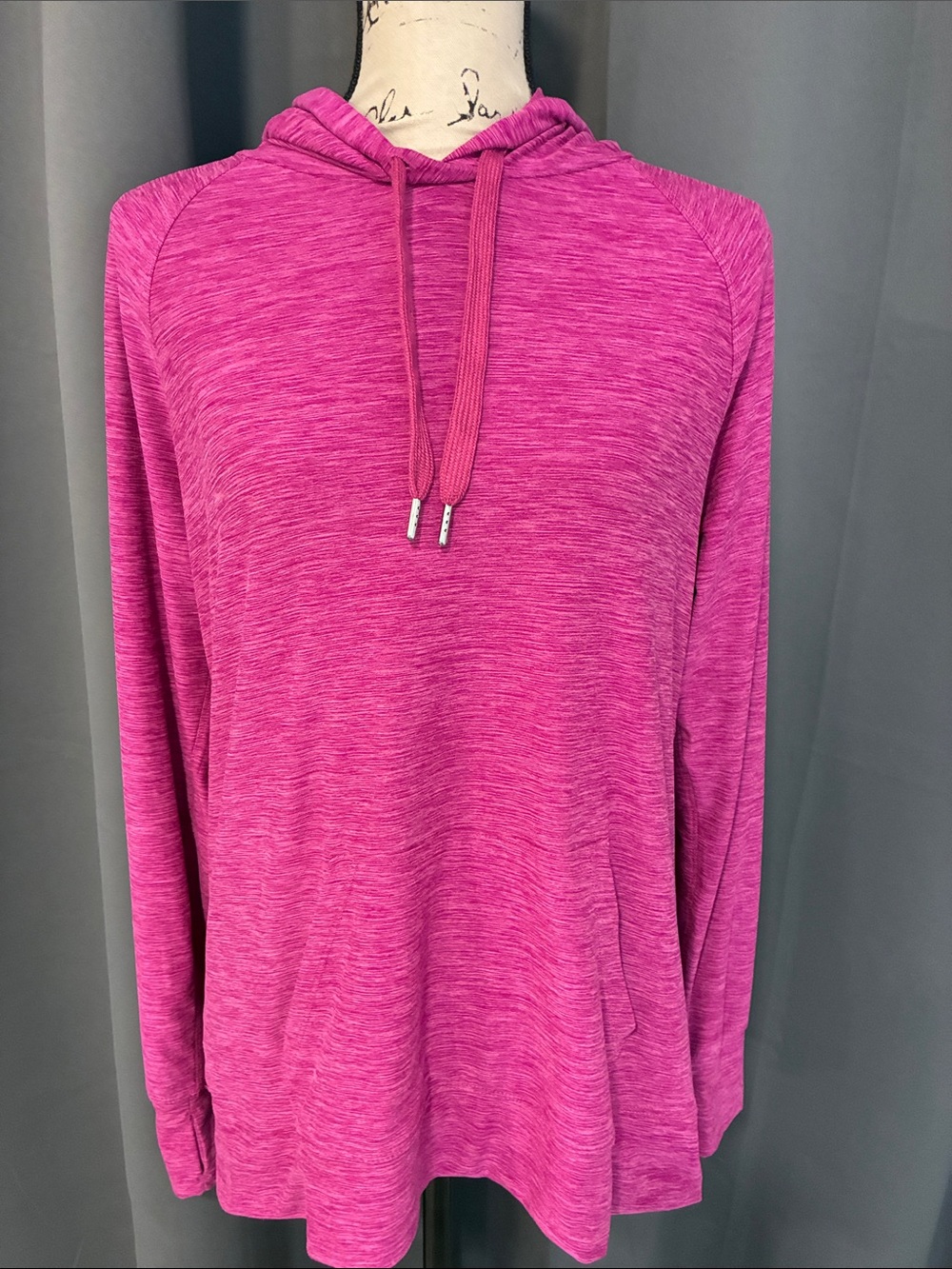 Kyodan Heathered Fuchsia Pink Hooded Pullover